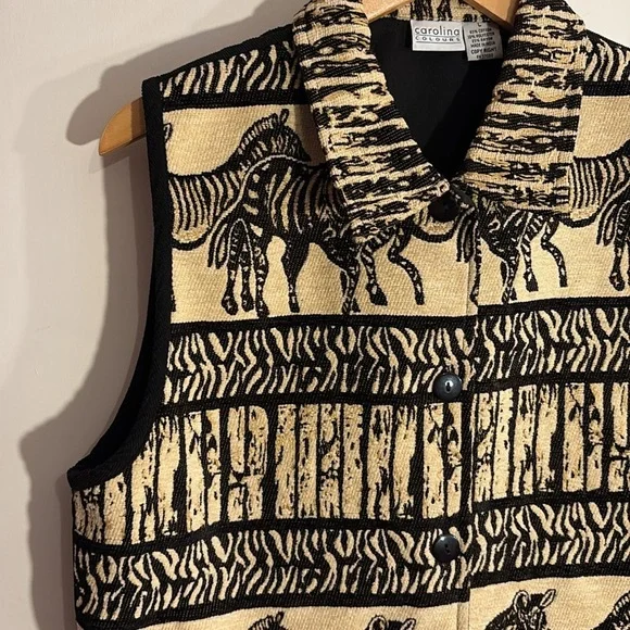 Vintage 80s 90s Tapestry Zebra Vest Woman’s Large - Picture 10 of 11